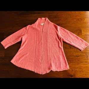 Eileen Fisher 100% Hemp Cardigan XS Coral Pink EUC